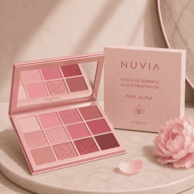 Paleta de Sombras Rosadas Alta Pigmentación Pink Aura